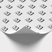 Monogrammen zwart-wit aangepast patroon modern cadeaupapier (Hoek)
