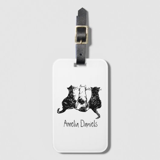 Monogrammen zwart-wit Bagagelabel (Voorkant (verticaal))