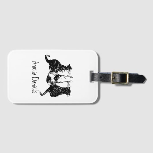 Monogrammen zwart-wit Bagagelabel (Voorkant (horizontaal))