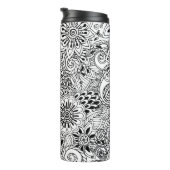 Monogrammen zwart-wit florenpatroon thermosbeker (Geroteerd rechts)