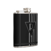 Monogrammen zwart & wit gestreept heupfles (Rechts)