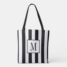Monogrammen zwart-wit gestreept Tas