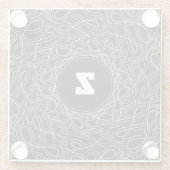 Monogrammen zwart-wit patroondraai modern glazen onderzetter (Achterkant)