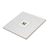 Monogrammen zwart-wit pokadopatroon tegeltje (Zijkant)