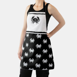 Monogrammen zwart-wit Schort