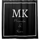 Monogrammen Zwart Wit Stijlvol Modern Minimalistis Douchegordijn (Voorkant)