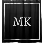 Monogrammen Zwart Wit Stijlvolle Custom Kleur Mode Douchegordijn (Voorkant)