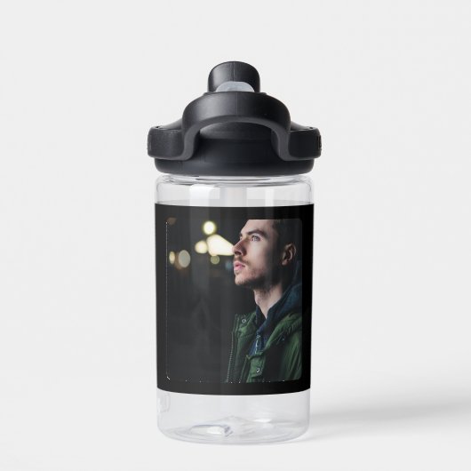 Monogrammen zwart-wit, volledige foto waterfles (Achterkant)