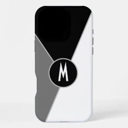 Monogrammen zwart-wit zwart-zwart kleurenblok iPhone 16 pro max hoesje
