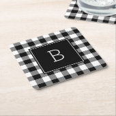 Monogrammen zwart-witte buffelplaat kartonnen onderzetters (Schuin)