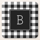 Monogrammen zwart-witte buffelplaat kartonnen onderzetters (Voorkant)