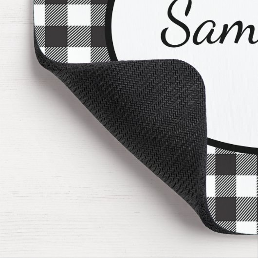 Monogrammen zwart-witte buffelplaat muismat (Hoek)