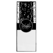 Monogrammen zwart-witte muziekstrips 2 wijn cadeautas (Achterkant)