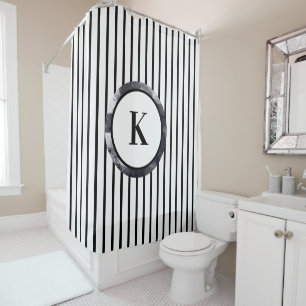 Monogrammen zwart-witte strepen — Shower Curtain Douchegordijn
