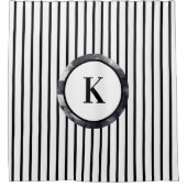 Monogrammen zwart-witte strepen — Shower Curtain Douchegordijn (Voorkant)