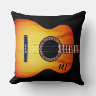 Monogrammen zwarte akoestische gitaar kussen