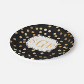 Monogrammen zwarte en goudglitterStippen Papieren Bordje (Gekanteld)