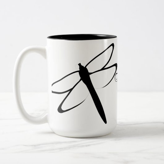 Monogrammen zwarte en witte dragonfly Mok (Links)