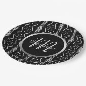 Monogrammen zwarte en witte geometrische driehoeke papieren bordje (Gekanteld)