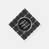 Monogrammen zwarte en witte geometrische driehoeke servet (Hoek)