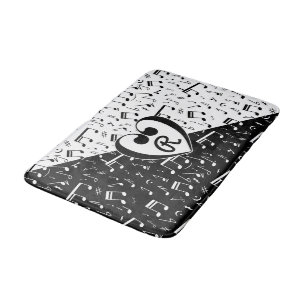 Monogrammen zwarte en witte liefdesmuziek badmat