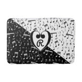 Monogrammen zwarte en witte liefdesmuziek badmat (Voorkant)