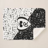 Monogrammen zwarte en witte liefdesmuziek sherpa deken (Voorkant (horizontaal))