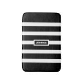 Monogrammen zwarte en witte strepen badmat (Voorkant Verticaal)