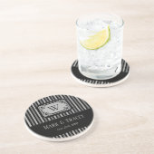 Monogrammen zwarte en witte strepen zandsteen onderzetter (Zijkant)