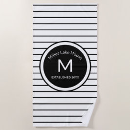 Monogrammen zwarte en Witte stripper Strandlaken