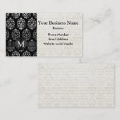 Monogrammen zwarte en zilverdamper visitekaartje (Voorkant / Achterkant)