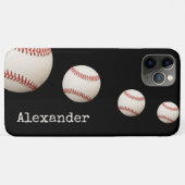 Monogrammen: zwarte honkbalsport Case-Mate iPhone case (Achterkant (horizontaal))