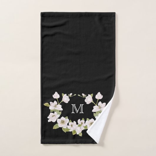 Monogrammen zwarte Magnolias-handdoekset Bad Handdoek (Handdoek)