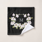 Monogrammen zwarte Magnolias-handdoekset Bad Handdoek (Wasdoekje)
