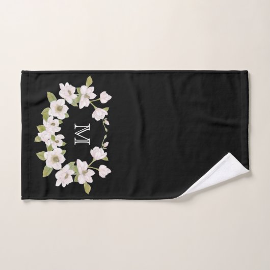 Monogrammen zwarte Magnolias-handdoekset Bad Handdoek (Handdoek)