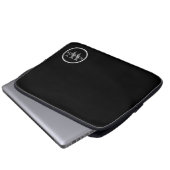 Monogrammen zwarte witte Aangepaste Naam Laptop Sleeve (Voorkant onderkant)