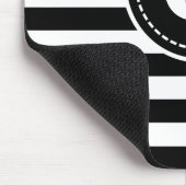 Monogrammen zwarte/witte gestreept Muismat (Hoek)