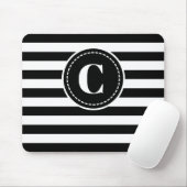 Monogrammen zwarte/witte gestreept Muismat (Met muis)