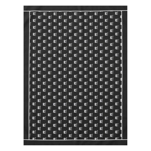 Monogrammen zwarte witte krab Nautical Coastal Tafelkleed (Voorkant)