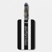 Monogrammen zwarte & witte strepen & witte poot bagagelabel (Achterkant verticaal)