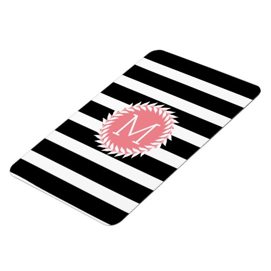 Monogrammen zwarte & witte strepen & witte poot magneet (Linkerzijde)