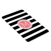 Monogrammen zwarte & witte strepen & witte poot magneet (Rechterzijde)