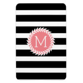 Monogrammen zwarte & witte strepen & witte poot magneet (Verticaal)