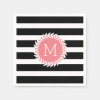 Monogrammen zwarte & witte strepen & witte poot