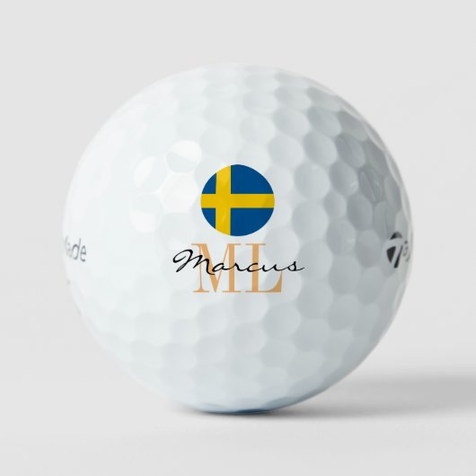 Monogrammen Zweedse vlag & Zweedse Golf Balls Golfballen (Voorkant)
