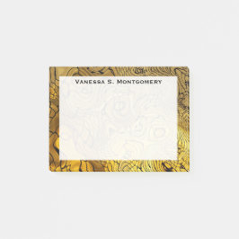 Monogrammer Marmer Faux Goud en Zwarte Krullen Post-it® Notes