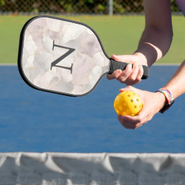 Monogrammering Roze Grijs Wit Gouden Marmer Pickleball Paddle