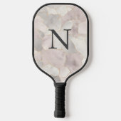 Monogrammering Roze Grijs Wit Gouden Marmer Pickleball Paddle (Achterkant)