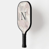 Monogrammering Roze Grijs Wit Gouden Marmer Pickleball Paddle (Links)