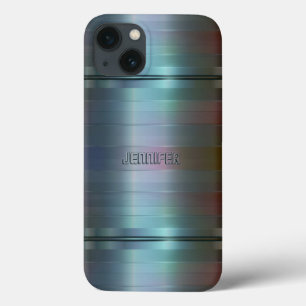 Monogrammetaal blauw-grijs bandpatroon Case-Mate iPhone case